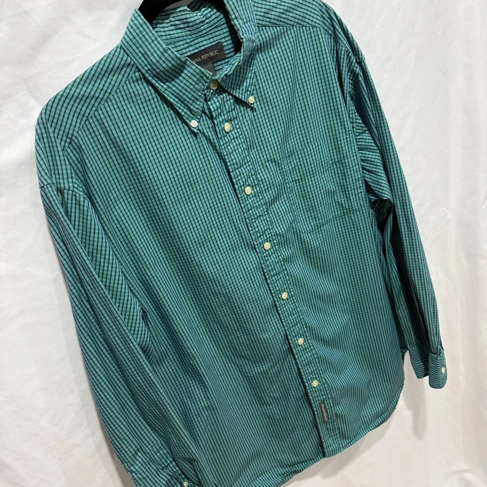 Banana Republic‎ Mens Large Gingham Button Down Shirt Preppy Smart Casual Ivy